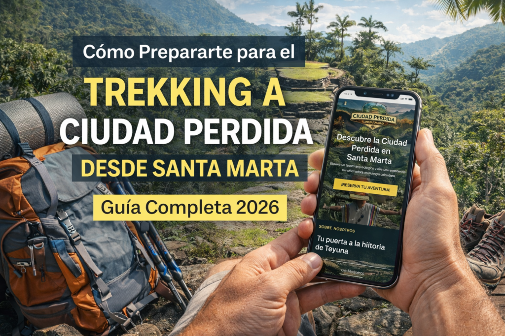 Cómo Prepararte para el Trekking a Ciudad Perdida Desde Santa Marta trekking a Ciudad Perdida desde Santa Marta con vista a la Sierra Nevada y sitio arqueológico Teyuna